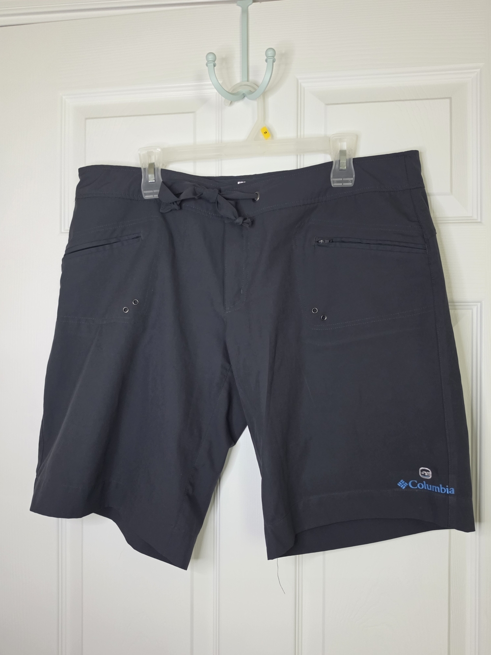 Free Country Dark Gray Board Swim Shorts with Blue Logo